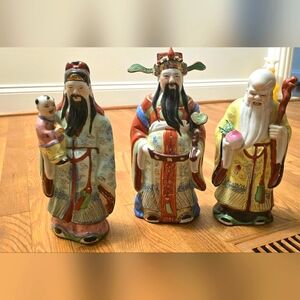 Set of 3 Fu Lu Shou Porcelain Statues